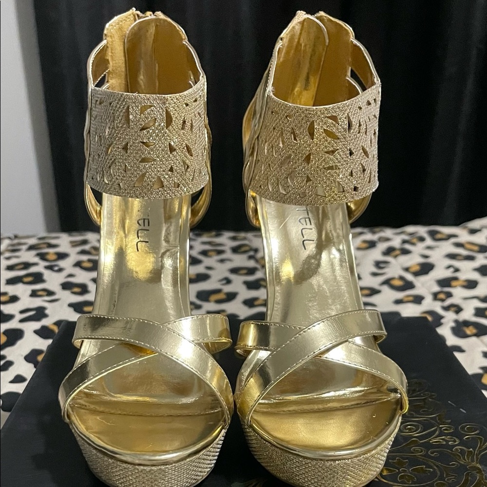 Gold platform heels